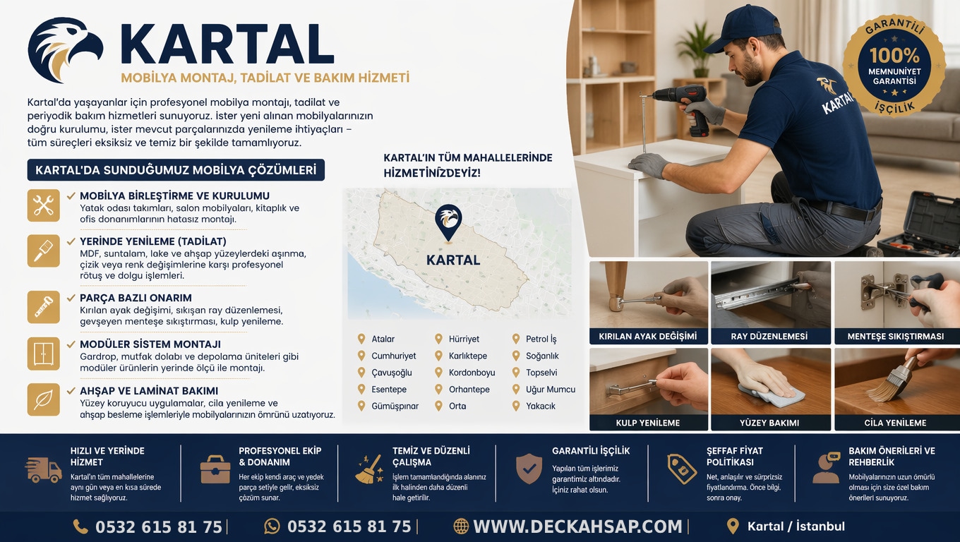 Kartal Mobilya Montaj ve Tadilat Hizmeti