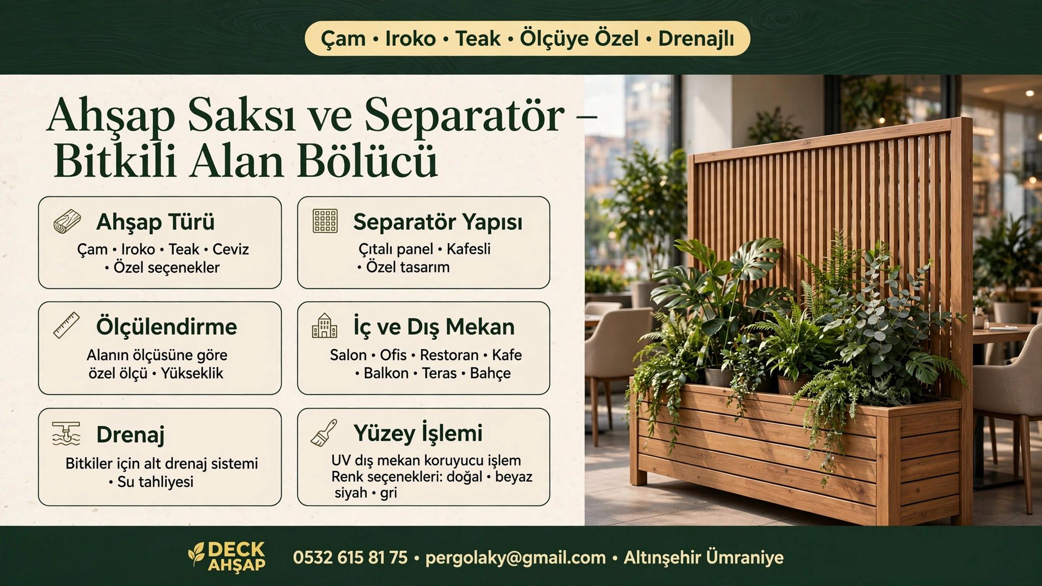 Ahşap Saksı ve Separatör | Dekoratif Ayırıcı Saksı Modelleri