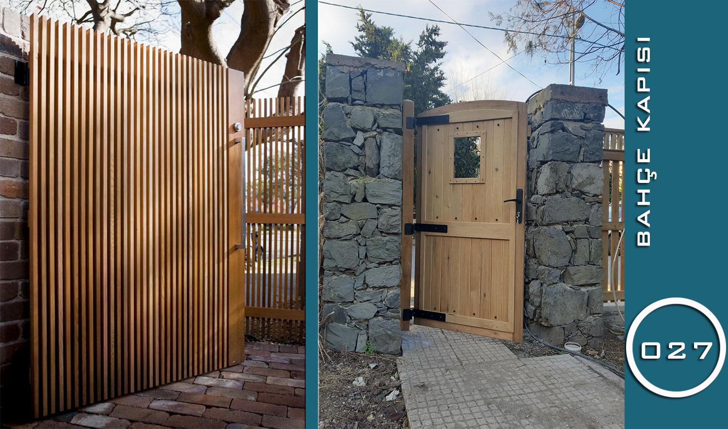 Modern & Rustik Ahşap Avlu Kapıları (027 Serisi)