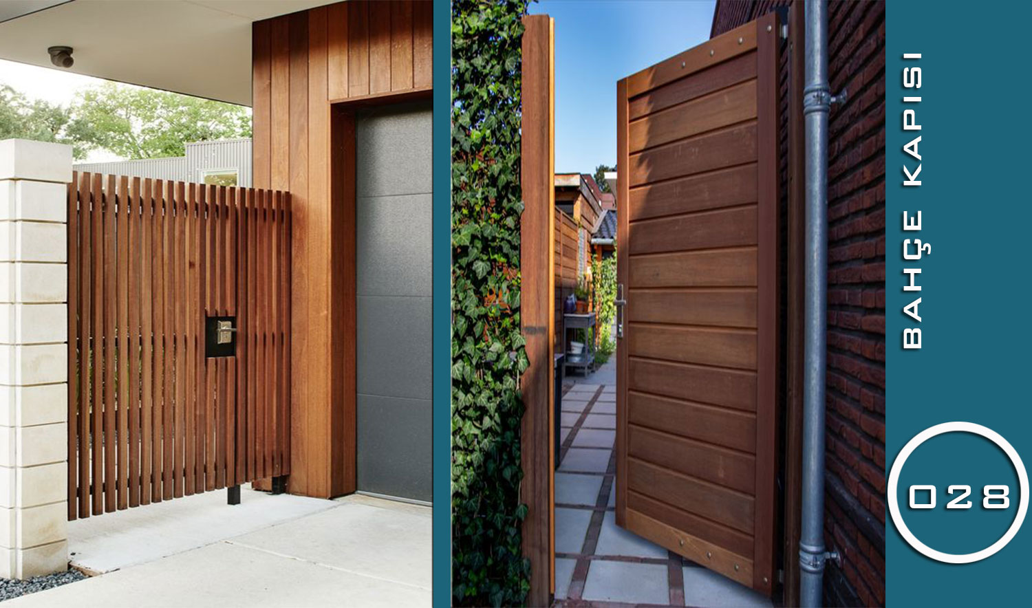 Modern Masif Ahşap Bahçe Kapıları (028 Serisi)